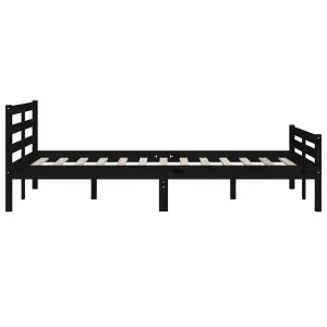 Berkfield Bed Frame Black Solid Wood 135x190 cm Double