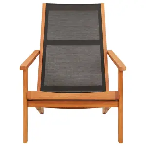 Berkfield Garden Lounge Chair Black Solid Eucalyptus Wood and Textilene