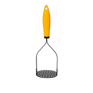 Deiss Pro Heavy Duty Stainless Steel Potato Masher with Non-Slip Rubber Handle Orange/Black