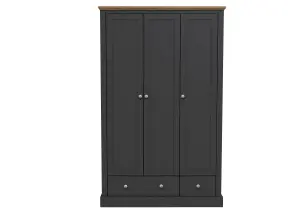 Devon 3 Door 2 Drawer Wardrobe Charcoal