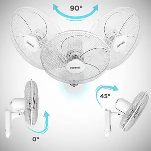 Duronic FN55 WE Wall Mounted Fan, Oscillating/Rotating 16 Inch Head, 60W Power - 3 Speeds, Timer Function, Remote Control (white)