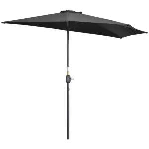 Outsunny 2.7m Metal Frame Garden Furniture Parasol Half Round Umbrella