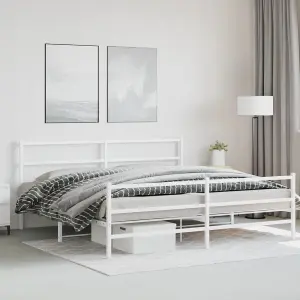 Berkfield Metal Bed Frame without Mattress with Footboard White 180x200cm