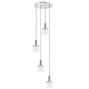 Luminosa Contemporary LED Cluster Pendant Ceiling 4 Light Chrome, Glass 3000K