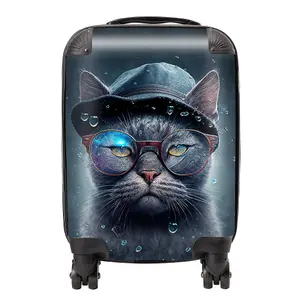 Russian Blue Cat Splashart Suitcase - Mini Cabin