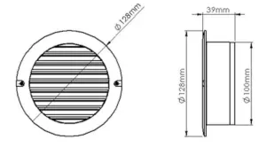 100mm (4") White Round Grille - Internal or External Use