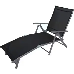 Reclining Outdoor Sun Lounger - 7 Position Folding Chair, Aluminium Frame Summer Garden Furniture