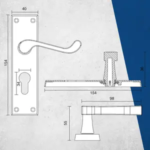 Intelligent Hardware - Internal Door Handle - Victorian Heavy Scroll - Lever on Backplate - Lever Bathroom Furniture -  Chrome