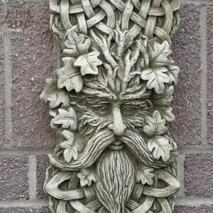 Celtic Greenman Stone Plaque Garden Outdoor Home Statue Decoration Ornament