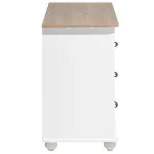 Beliani Rustic 3 Drawer Chest White EVERETT