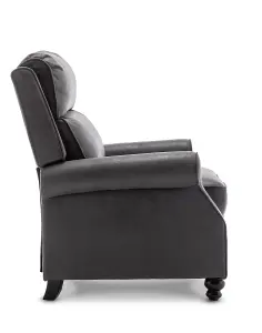 Recliner Manual Chair in Grey Faux Leather Suede