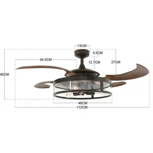 122 Cm Ceiling Fan Adilene With Remote Control Oil Rubbed Bronze with Brown Blades