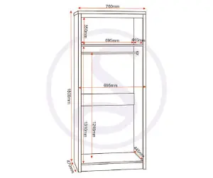 Seville 2 Door Wardrobe in White High Gloss Light Oak Effect Veneer