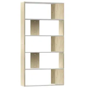 Berkfield Book Cabinet/Room Divider White and Sonoma Oak 80x24x159 cm Engineered Wood