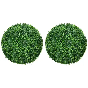 HOMCOM Set of 2 Artificial Topiary Balls Indoor Outdoor Faux Boxwood Balls