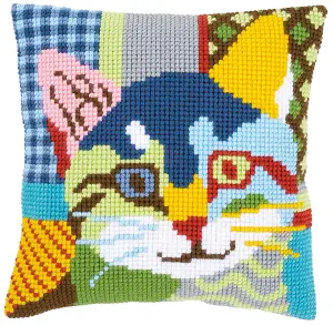 CUSHION MODERN CAT - Cross Stitch Kit: Cushion: Modern Cat - Vervaco