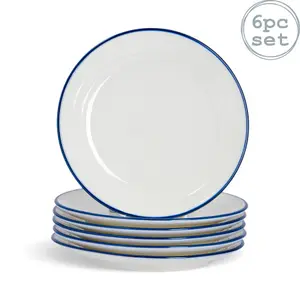 Nicola Spring - White Farmhouse Dessert Plates - 21cm - Pack of 6