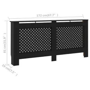 Berkfield Radiator Cover Black 172x19x81 cm MDF