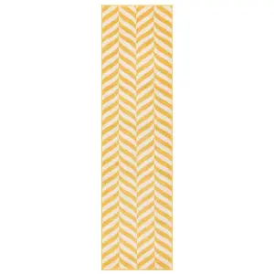 Yellow Modern Striped Easy to Clean Geometric Rug For DiningRoom-80cm X 150cm