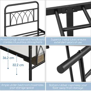 Yaheetech Black 3ft Single Metal Bed Frame with Petal Accented Headboard and Footboard