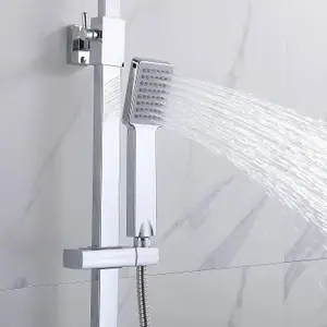 Modern Square Exposed Thermostatic Mixer Shower Set Shower Head and Handheld