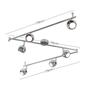 ValueLights Retro Adjustable 6 Way Eyeball Polished Chrome Ceiling Spotlight