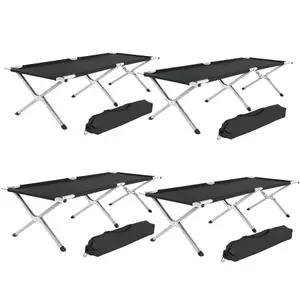 4 camping beds made of aluminium - black