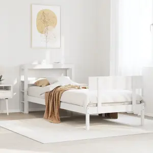 Berkfield Bed Frame without Mattress White 75x190 cm Small Single Solid Wood Pine