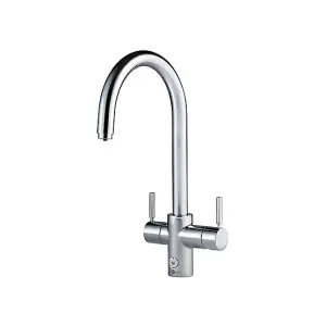 InSinkErator 4N1 Touch Chrome J Shape Instant Filtered Steaming Hot and Cold Water with Mains Hot & Cold Kitchen Mixer Tap