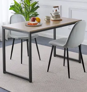 Hallowood Furniture Kempley Fixed Top Dining Table Set with 2 Light Grey Fabric Chairs