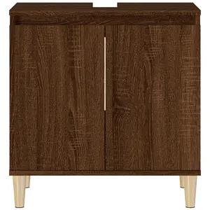 Berkfield Sink Cabinet Brown Oak 58x33x60 cm Engineered Wood