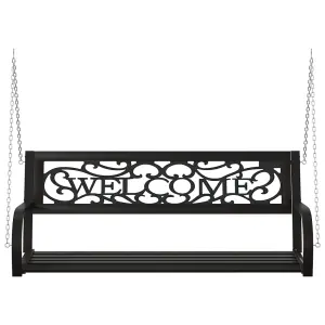 Berkfield Garden Swing Bench 125 cm Steel and Plastic Black