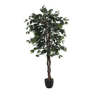 Artificial Plant Fake Banyan Tree Home Decoration in Black Plastic Pot