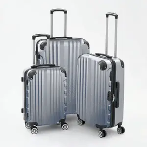 TOV Hard Case Luggage Shell PC+ABS Cabin Suitcase 4 Wheel Travel Bag Lightweight - Silver