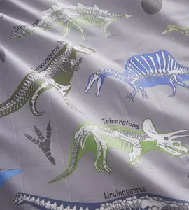 Charlotte Thomas Dino Grey Duvet Cover Set Reversible With Pillowcases Single