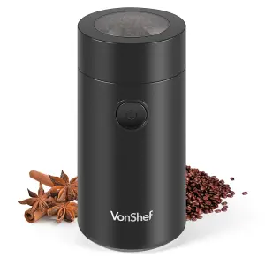 VonShef Coffee Grinder Electric 60g, Coffee Bean Grinder 2500RPM for Coffee, Nuts and Spices, 150W, Black