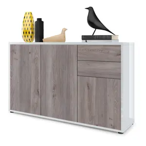 Mcdevitt 117cm Sideboard White (Matt)/Nordic Oak