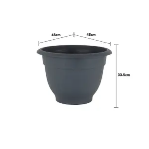 Wham Set 4 Bell Pot 48cm Round Plastic Planter Slate