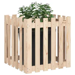 Berkfield Garden Planter with Fence Design 60x60x60 cm Solid Wood Pine