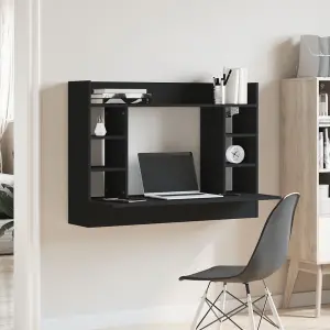 Berkfield Wall-Mounted Desk Black 105x48x75 cm Engineered Wood