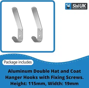 Aluminum Double Hat and Coat Hanger Hooks Coat Dress Robe & Bath Towel Hook for Bathroom Bedroom Kitchen Office with screws 10 pcs