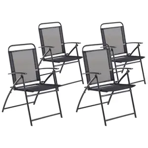 Set of 4 Garden Chairs LIVO Metal Black