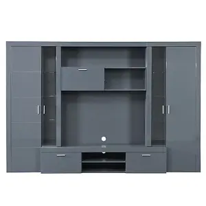 Roma Entertainment Unit Grey With High Gloss Fronts And LED