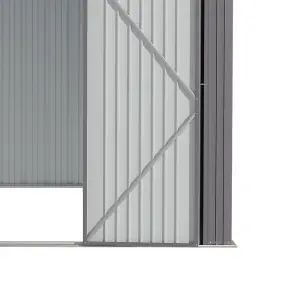 10 x 10 ft Grey Apex Metal Garden Storage Shed Outdoor Storage Shed with Lockable Double Door