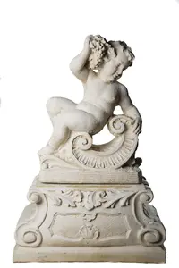 Very Large Pair of Cherub Statues with Fancy Columns