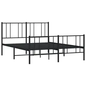 Berkfield Metal Bed Frame with Headboard and Footboard Black 150x200 cm 5FT King Size