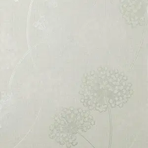 Fine Decor Grace Allium White Silver Wallpaper Floral Metallic Textured Vinyl