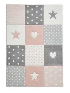 Pink Kids Modern Easy to Clean Graphics Pictorial Rug For Dining Room-60cm X 120cm