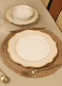 Rozi Jaswely Collection Porcelain Dinner Plates, Set of 6 - Cream