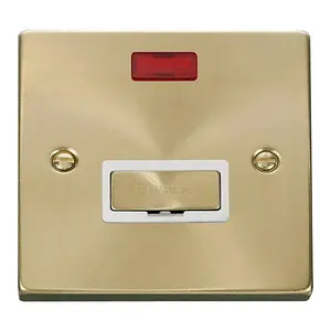 Satin / Brushed Brass 13A Fused Ingot Connection Unit With Neon - White Trim - SE Home